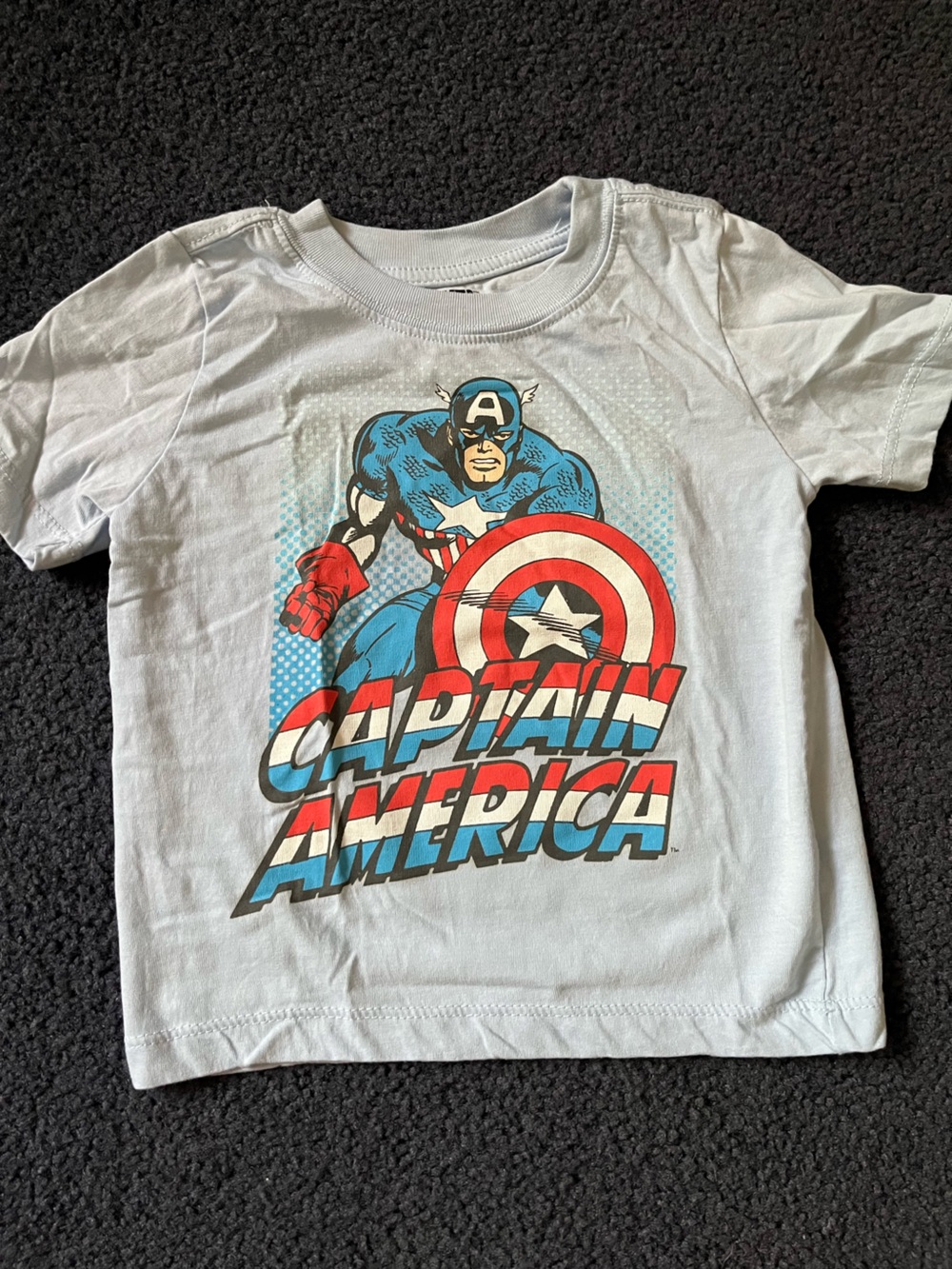 Marvel Light Blue Tee with Red & Blue Shield Accent